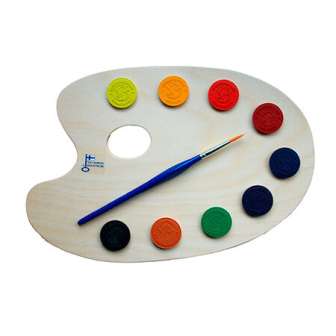 Puinen vesiväripaletti 9 väriä