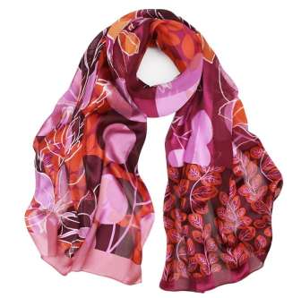 Punainen Marja Kurki silkkihuivi Kukkaterapiaa