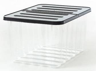 Säilytyslaatikko muovi 10 L kirkas, musta kansi