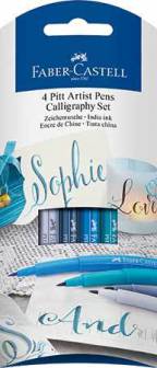 Sivellinkynäsrj Faber-Castell 4xPitt 4 sinisävyä