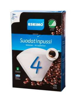 Suodatinpaperi 1x4 Eskimo valkaisematon|100kpl/ras