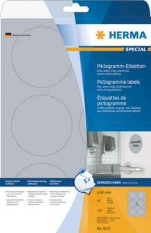 Tarra Herma 4219 hopea pyöreä, 85 mm 6-os. 25 ark/pak