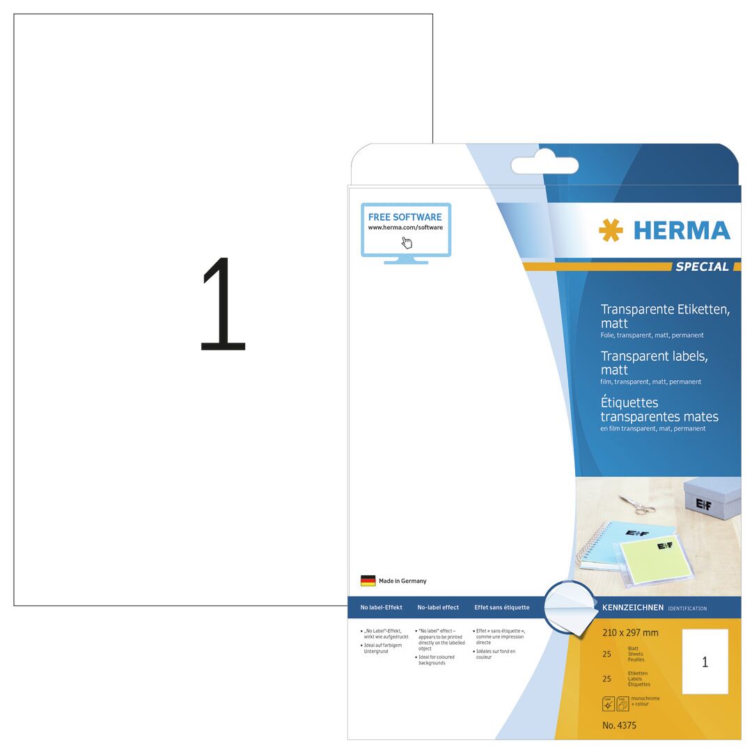 Herma Special 4375 A4/1-os läpinäkyvä