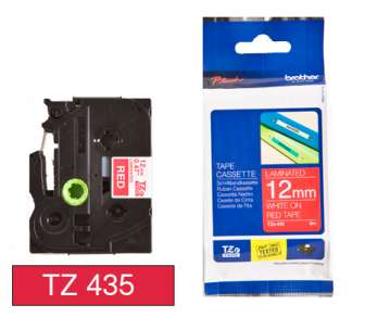 Tarrakasetti Brother TZe-435 12mmx8m valkoinen/punainen