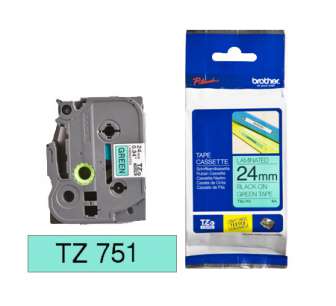 Tarrakasetti Brother TZe-751 24mmx8m musta/vihreä