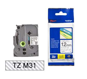 Tarrakasetti Brother TZe-M31 12mmx8m musta/kirkas matta