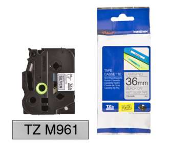 Tarrakasetti Brother TZe-M961 36mmx8m musta/hopea