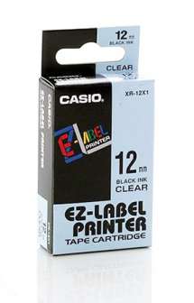 Tarrakasetti Casio 12mmx8m musta/kirkas XR-12 X
