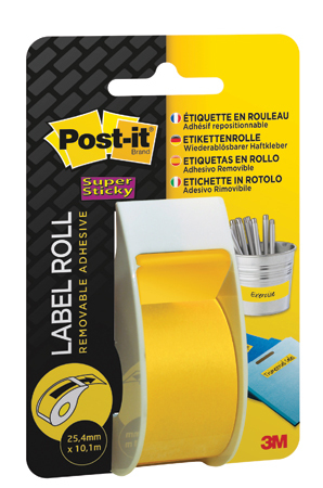 Tarrarulla Post-It 2650-Y kelt 25,4mmx10,1m Super Sticky