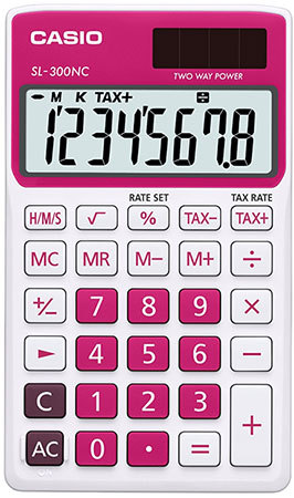 Taskulaskin Casio SL-300NC RD ruusunpunainen VERO