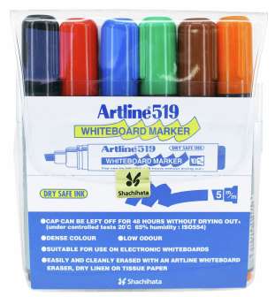 Artline 519 valkotaulukynä 6-värisrj