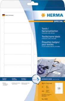 Tekstiilitarra Herma 4420 valk 88,9x33,8mm 16-os.|25ark/pak