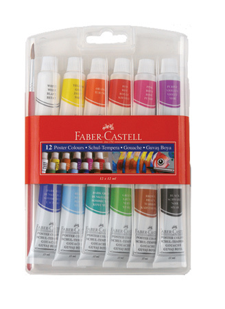 Temperavärit Faber-Castell 12 värin sarja, sivellin