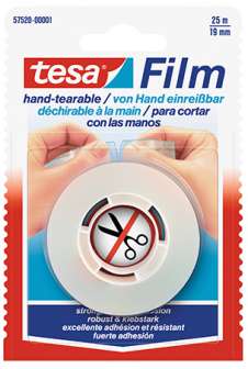Tesa yleisteippi kirkas 19mm x 25m, käsinkatkaistava
