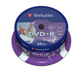 Tietolevy Verbatim DVD+R 4,7GB 16x 25 kpl Spindle Printable