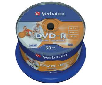 Tietolevy Verbatim DVD-R 4,7GB 16x 50 kpl spindle printable