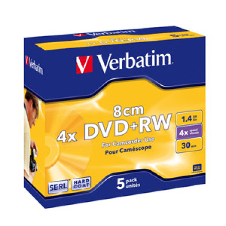 Tietolevy Verbatim DVD+RW 4x, 8cm, 1,4 GB,  5 kpl/pak