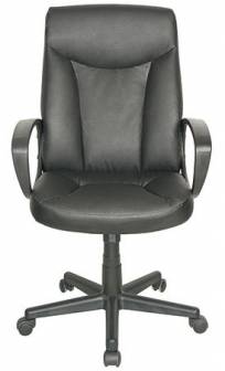 Työtuoli Buffalo nahka musta käsinojat