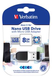USB muisti Verbatim Nano 8 GB sekä Micro USB sovitin