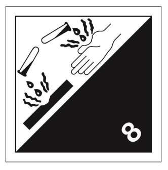 VAK tarra 8. Syövyttävät aineet