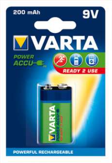 Varattava akku Power Accu 9V 200mAh, 1 kpl/pak