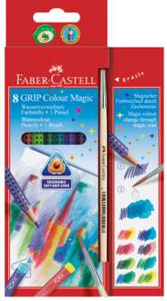 Värikynä Faber-Castell Magic Grip Colour+sivellin 8 kpl/ras