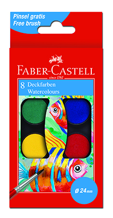 Vesivärisarja Faber-Castell 8 väriä ja sivellin