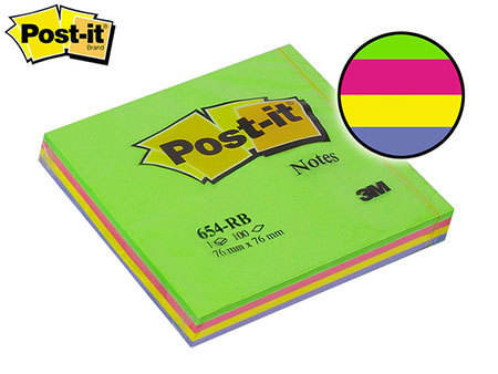Viestilappu Post-it 654RSP 76x76 Rainbow Spring|12/pak