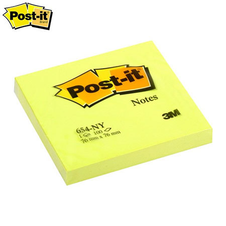 Viestilappu Post-it Neon 654-N 76x76 mm keltainen|6/pak