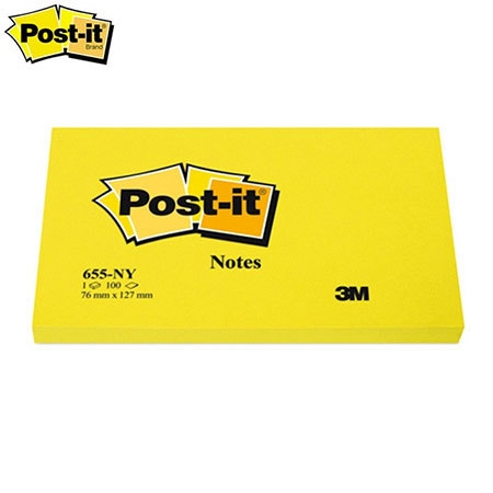 Viestilappu Post-it Neon 655-N 76x127 mm keltainen 6 kpl/pak