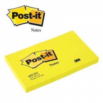 Viestilappu Post-it Neon 655-N 76x127 mm keltainen