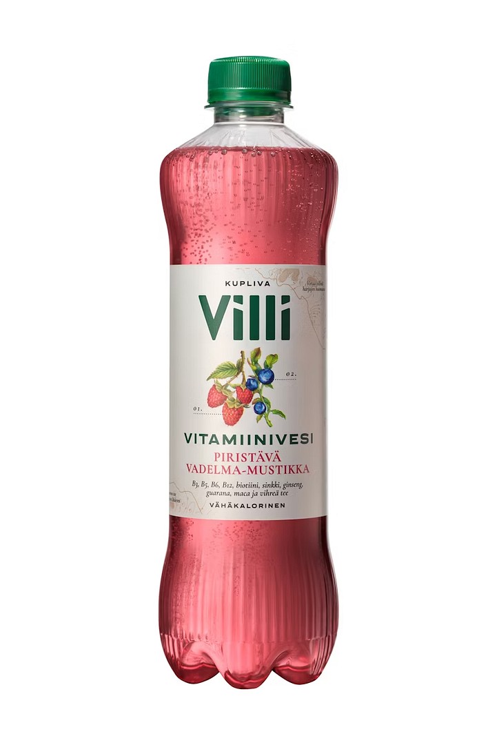 Villi vitamiinivesi vadelma-mustikka