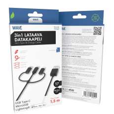 Wave Datakaapeli 3in1 USB Type-C