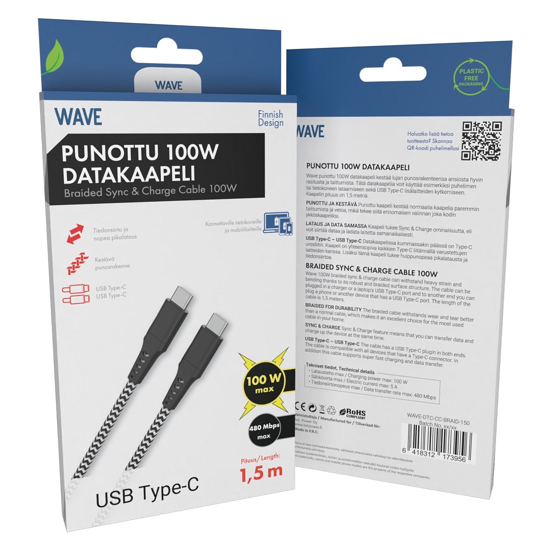 Wave punottu 100W USB Type-C.