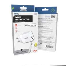 Wave verkkolaturi 17W 2xUSB-A+